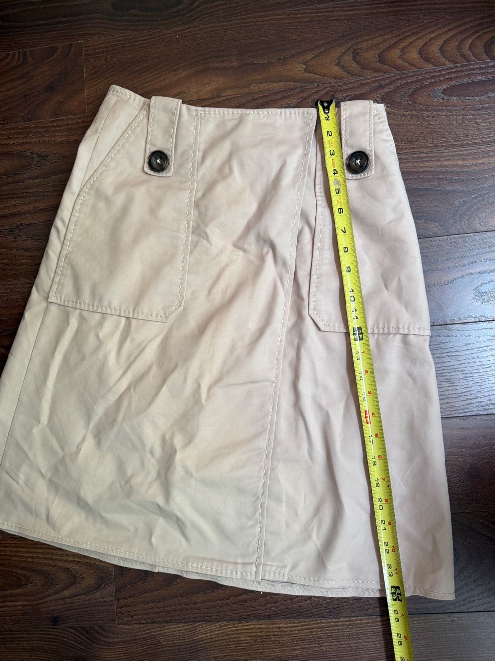 Cream Button-Tab Pocket Mini Skirt